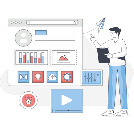 Male doing editing profile  Illustration