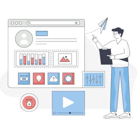 Male doing editing profile  Illustration