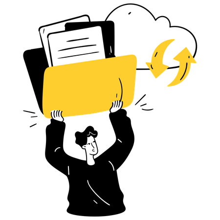 Male Doing File Backup  Illustration