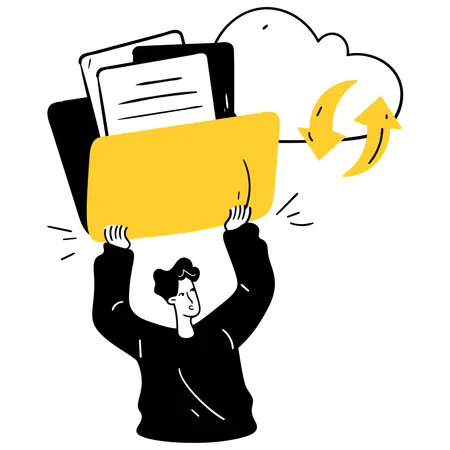 Male Doing File Backup  Illustration