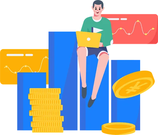 Male doing Financial Planning  Illustration