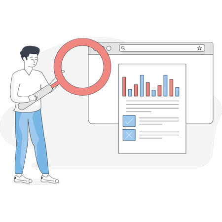 Male doing marketing metrics  Illustration