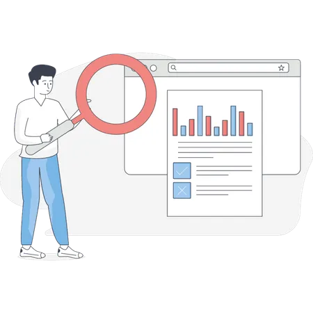 Male doing marketing metrics  Illustration
