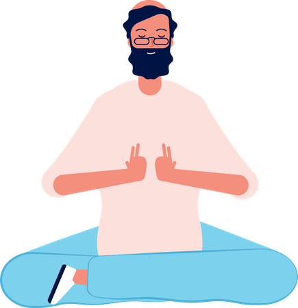 Male Doing Morning Meditation Illustration