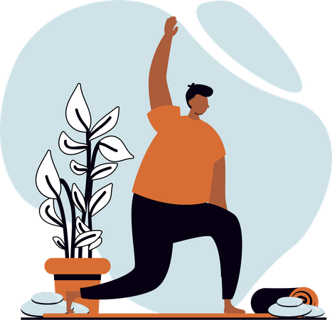 Male doing morning yoga  Illustration