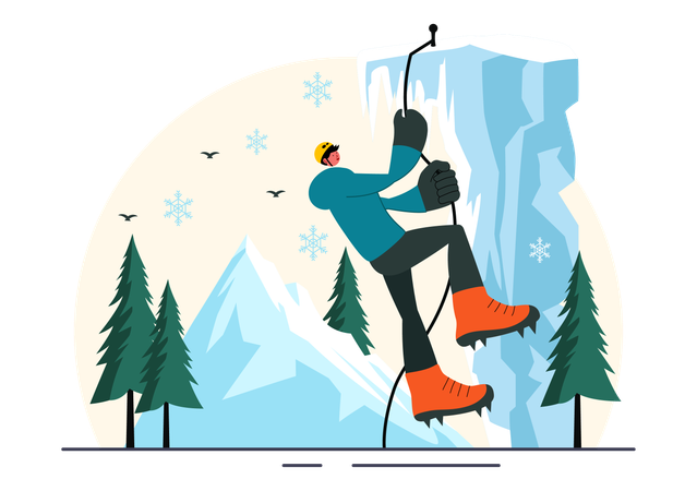 Male doing Mountain Climbing  Illustration