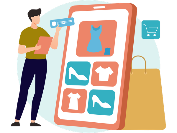 Male Doing online shopping  Illustration