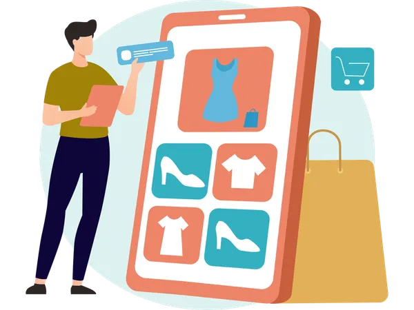 Male Doing online shopping  Illustration