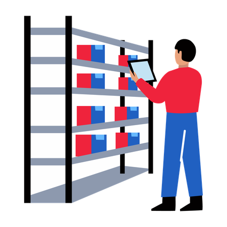 Male Doing Parcel Inspection  Illustration