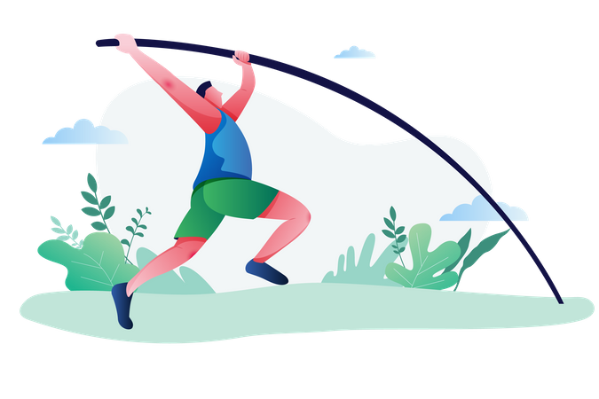 Male doing Pole Vault  Illustration