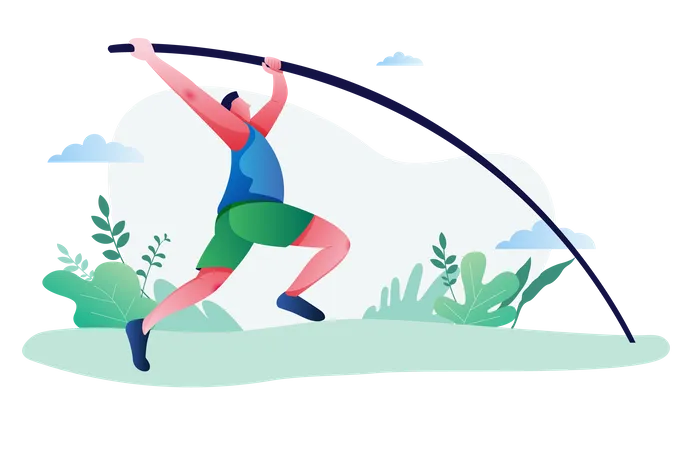 Male doing Pole Vault  Illustration