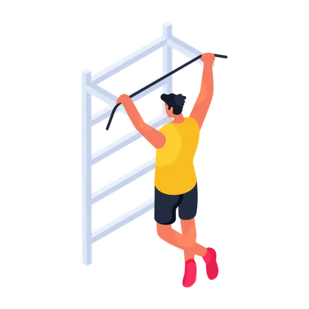 Male doing pullup exercise  Illustration