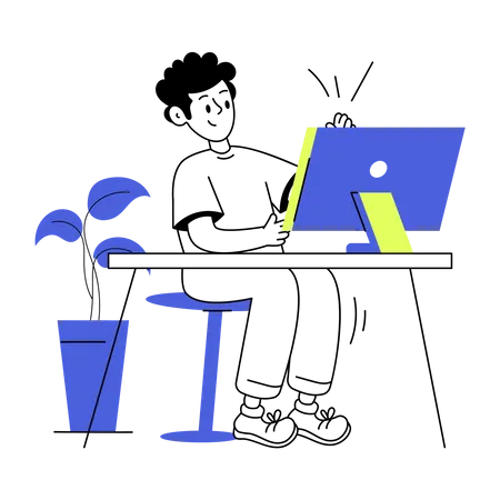 Male doing remote Work  Illustration