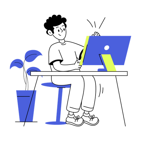 Male doing remote Work  Illustration