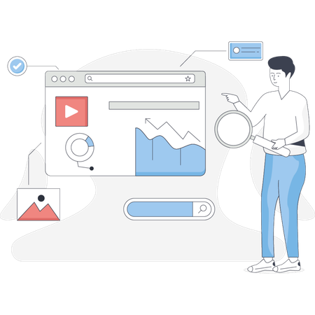Male   doing research on business growth chart  Illustration