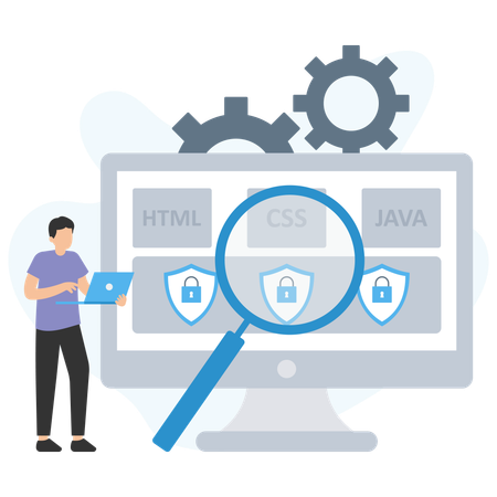 Male Doing Security Analysis  Illustration