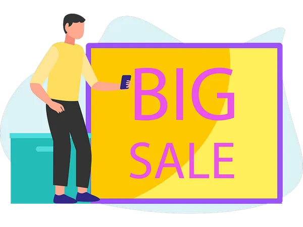 Male doing Shopping during big sale  Illustration