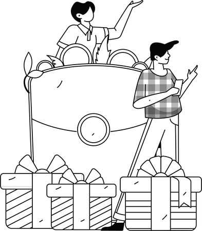 Male Doing Shopping During Discount On Phone  Illustration