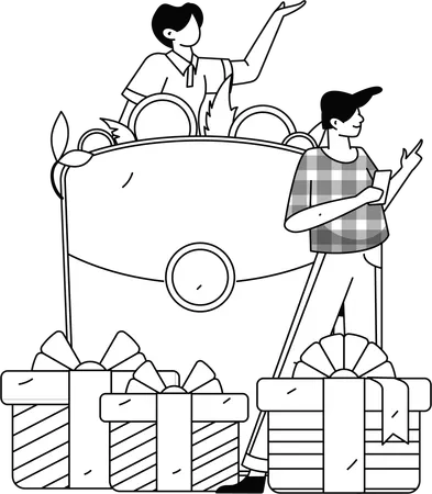 Male Doing Shopping During Discount On Phone  Illustration
