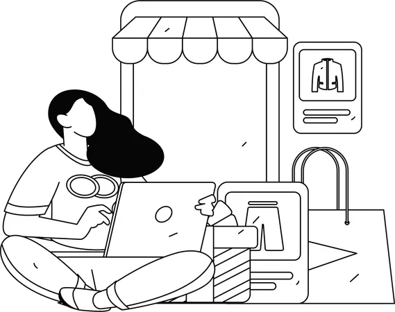 Male Doing Shopping During Discount On Phone  Illustration