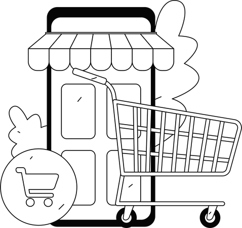 Male Doing Shopping During Discount On Phone  Illustration