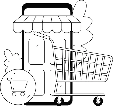 Male Doing Shopping During Discount On Phone  Illustration