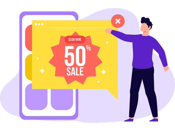 Male Doing shopping during Sale  Illustration