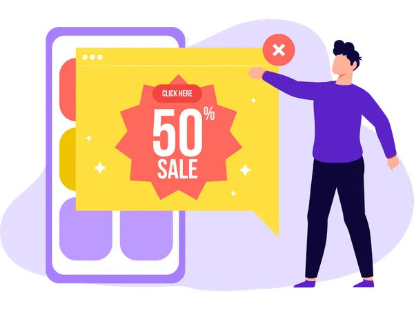 Male Doing shopping during Sale  Illustration