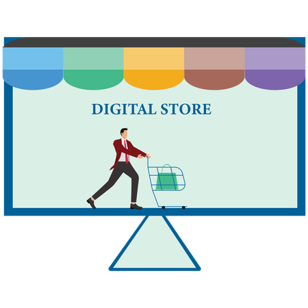 Male Doing Shopping on Digital Store  Illustration