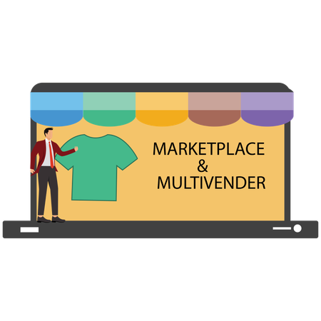 Male Doing Shopping on Marketplace And Multi Vendor Store  Illustration