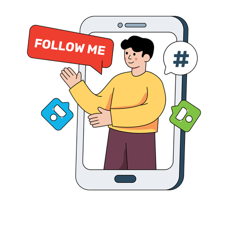 Male Doing Social Media Advertisement  Illustration