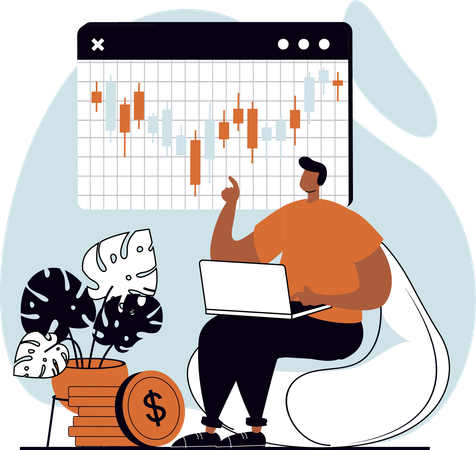 Male doing stock market trading  Illustration