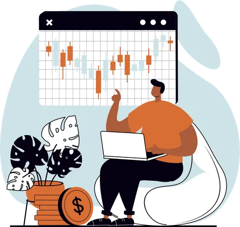 Male doing stock market trading  Illustration