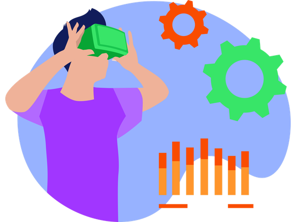 Male Doing Vr Settings  Illustration