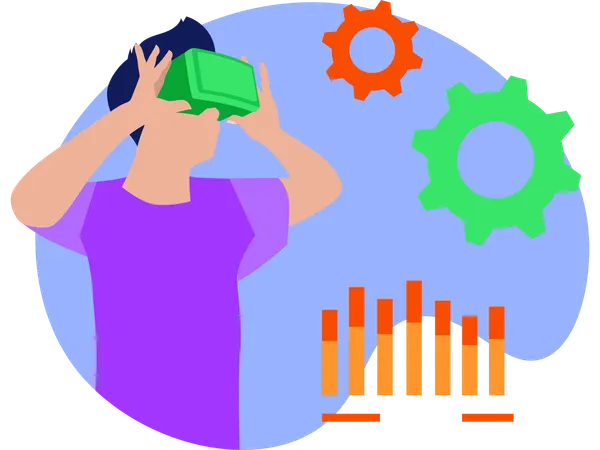 Male Doing Vr Settings  Illustration