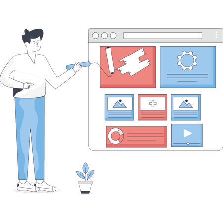 Male  doing web painting  Illustration
