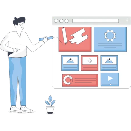 Male  doing web painting  Illustration