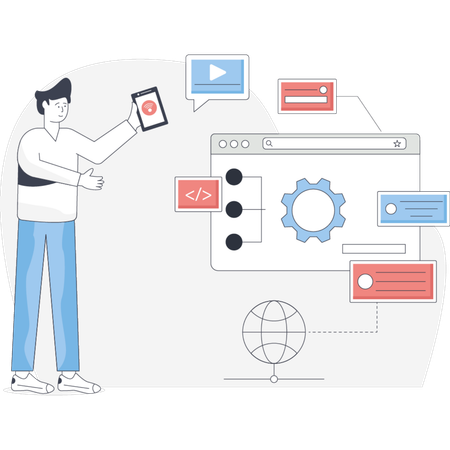 Male  doing website builder  Illustration