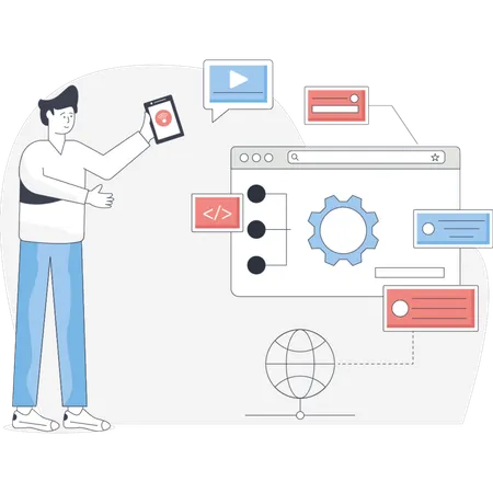 Male  doing website builder  Illustration