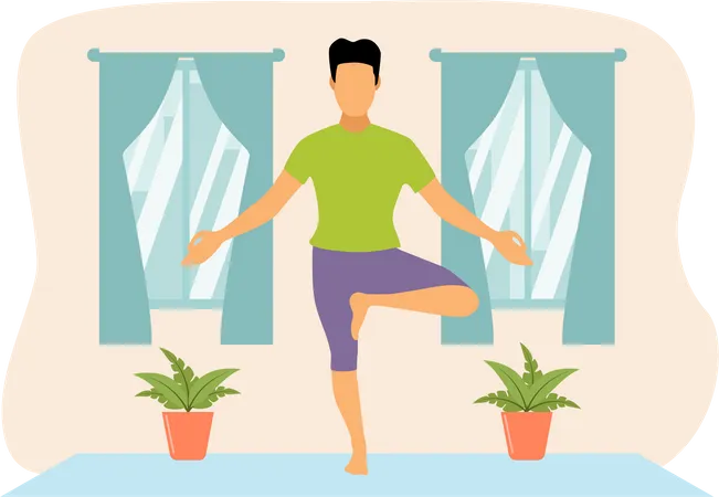 Male Doing Yoga  Illustration