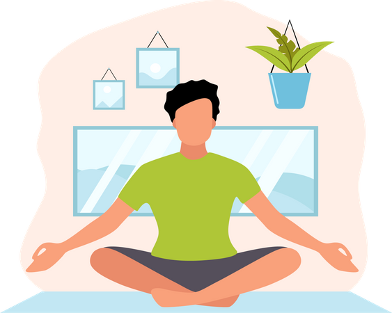 Male Doing Yoga  Illustration