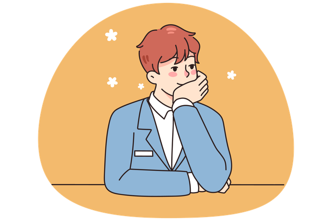 Male dreaming at workplace  Illustration