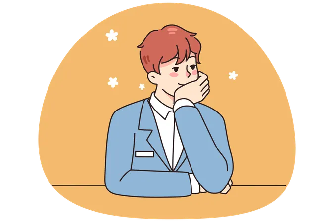 Male dreaming at workplace  Illustration
