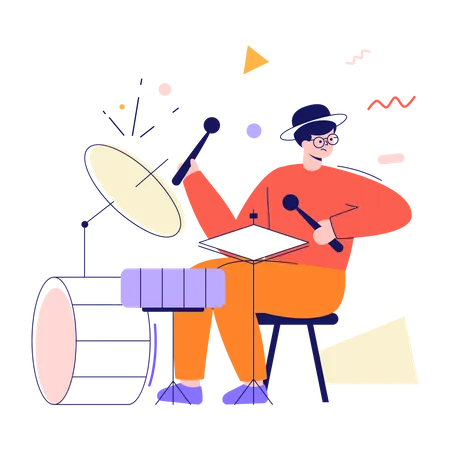 Male drummer  Illustration