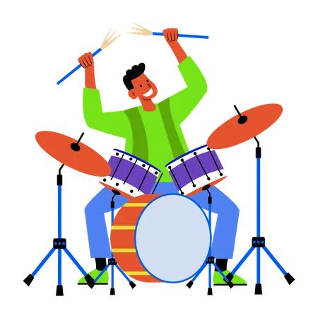 Male Drummer  Illustration