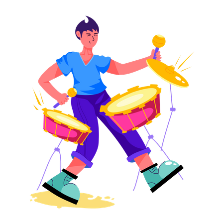 Male Drummer  Illustration