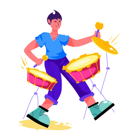 Male Drummer  Illustration