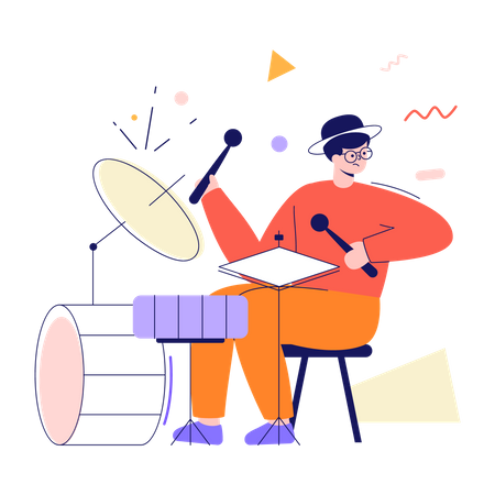 Male drummer  Illustration