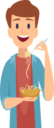 Male eating noodles Illustration