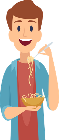 Male eating noodles  Illustration